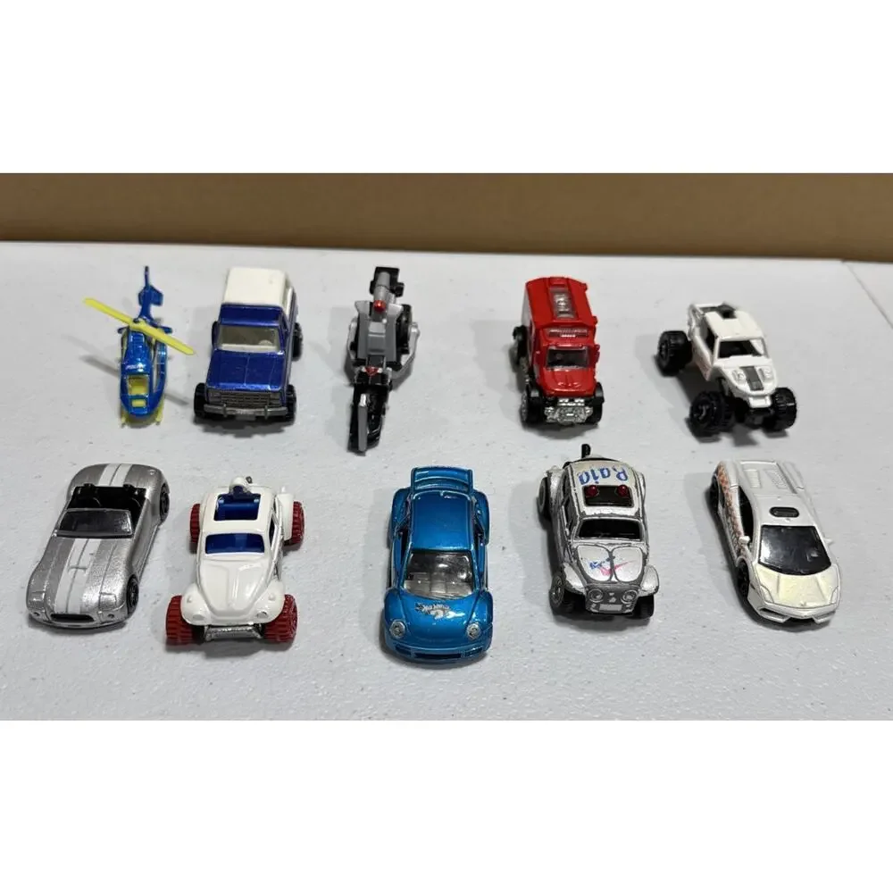 Lot Of 10 Die Cast Cars Toy Vehicles Helicopter Hot Wheels, Matchbox, Unbranded